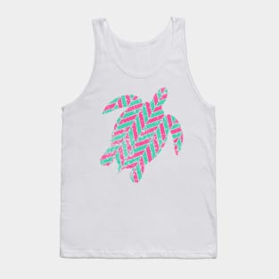 Preppy Pink and Teal Green Distressed Seaturtle Sea Turtle Gifts Tank Top